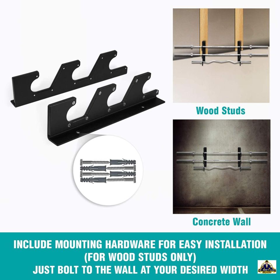 Horizontal Wall Mounted Olympic Barbell Rack -1 Pair