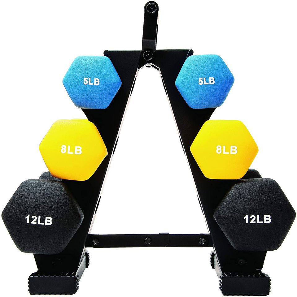 Dumbbell Set with Stand Neoprene Coated