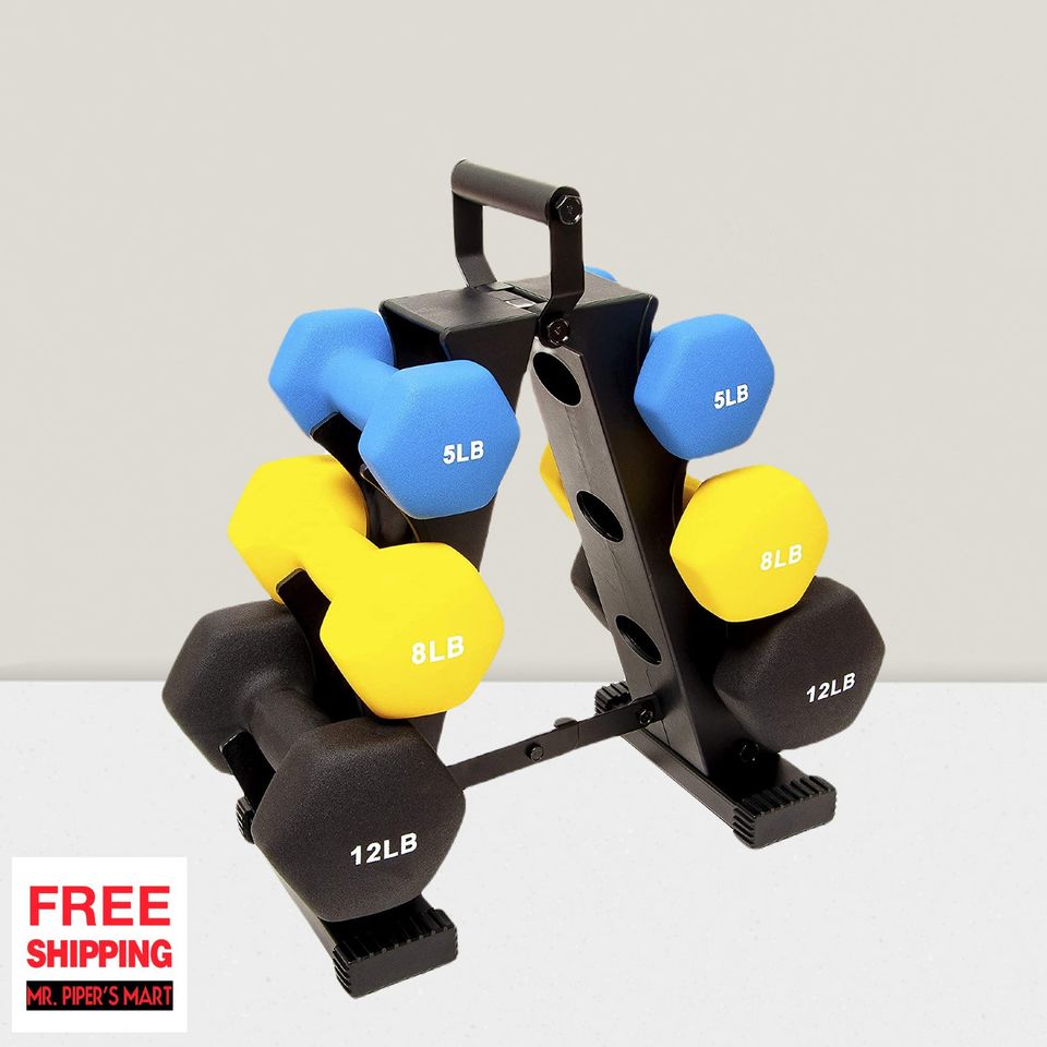 Dumbbell Set with Stand Neoprene Coated