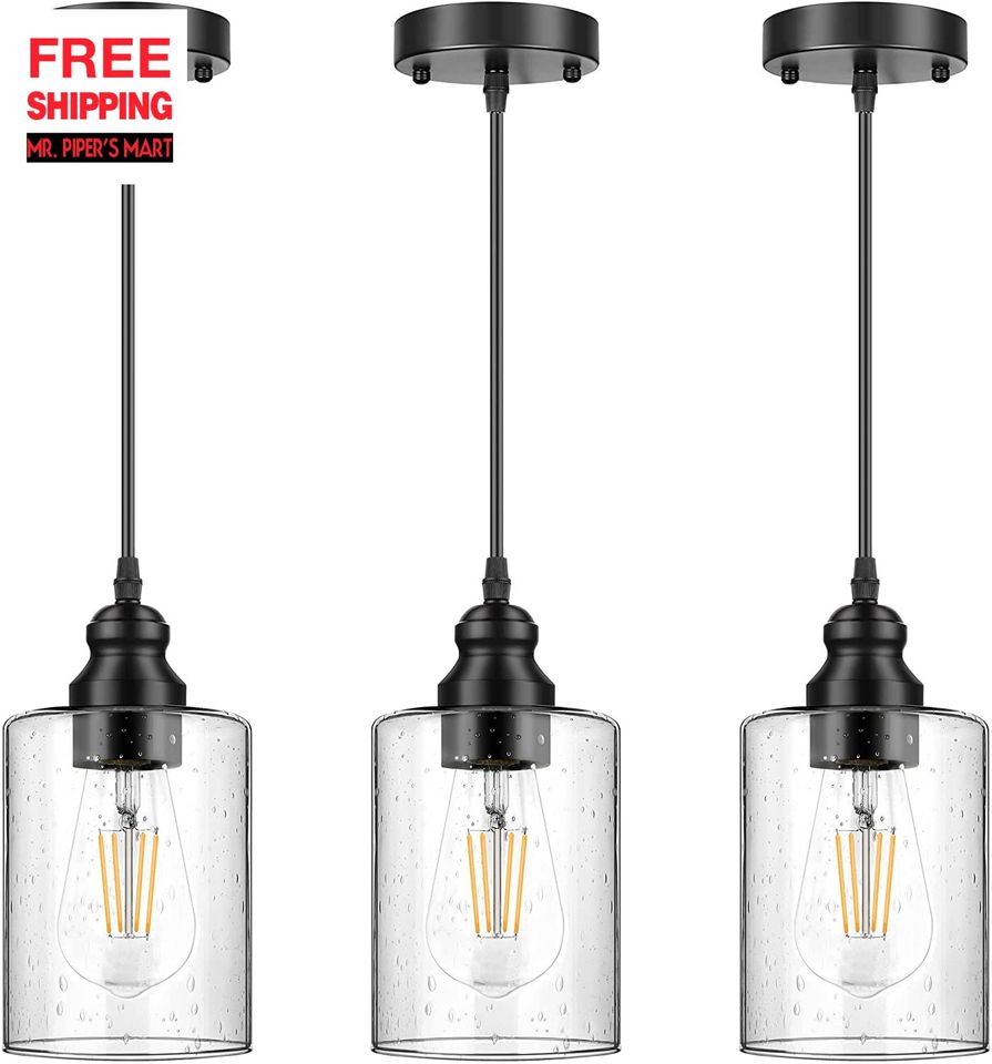 Pendant Light, Vintage Farmhouse Mini Hanging Ceiling Lamp 3-Pack