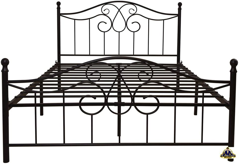 Vintage Sturdy Queen Size Metal Bed Frame with Headboard and Footboard