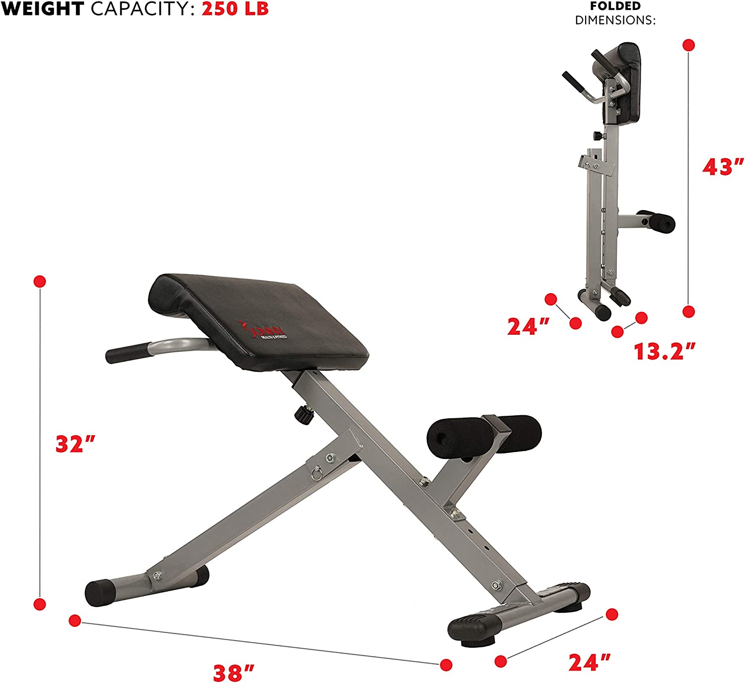 Bench Workout Hyperextension 45 Degree Exercise Chair Home Gym