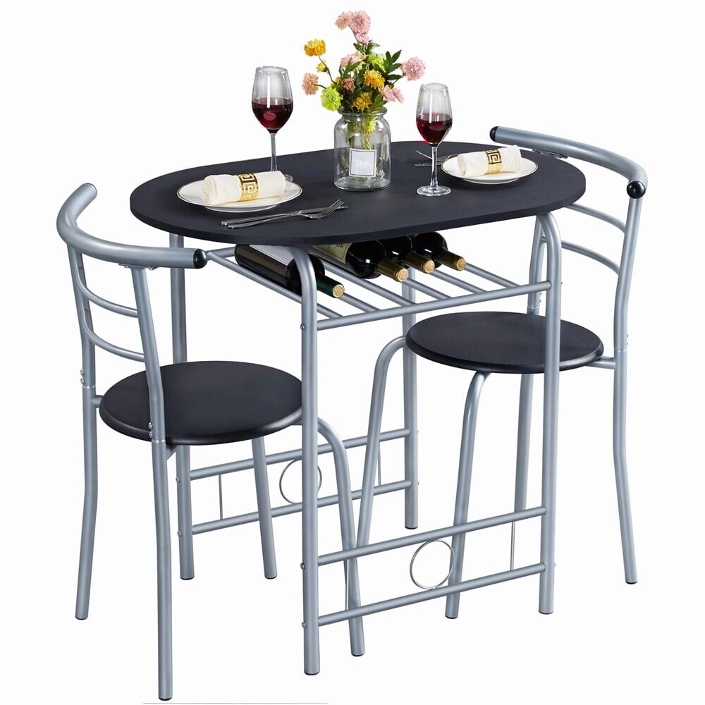 Kitchen Dining?Table and Chairs?Dinner Set (Black)