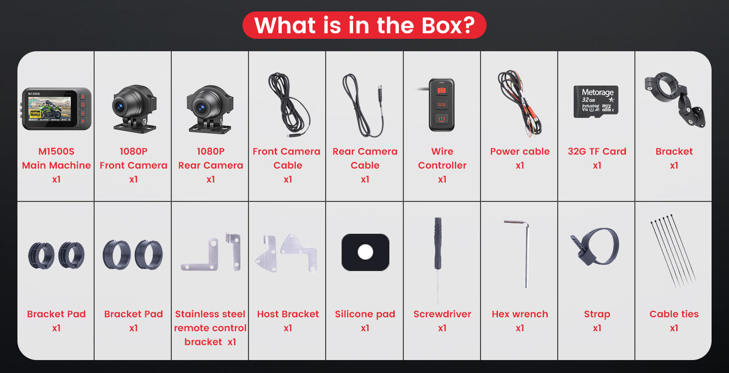 motorcycle front and rear dash cam