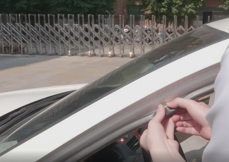 Run the wires into the A-pillars along the headliner