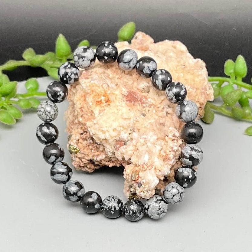 Snowflake Obsidian Bead Bracelets