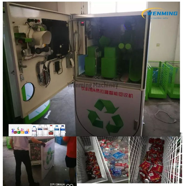 Imagen interna de la máquina de reciclaje de botellas de PET