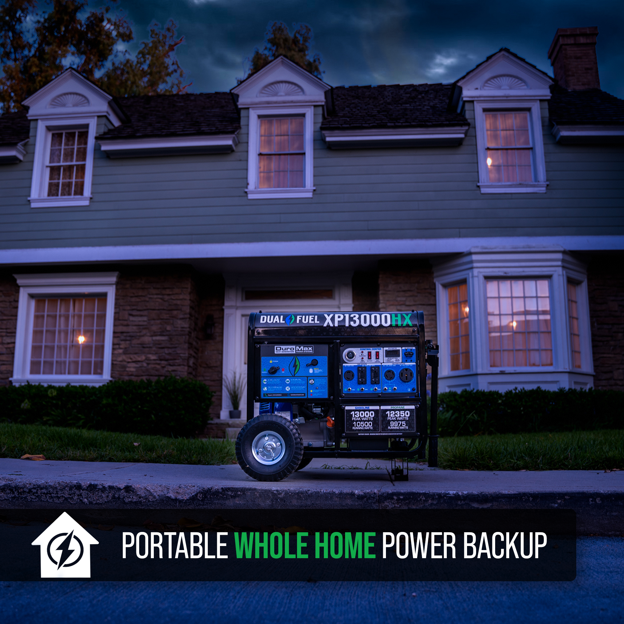 DuroMax 13,000 Watt Dual Fuel Portable HX Generator w/ CO Alert