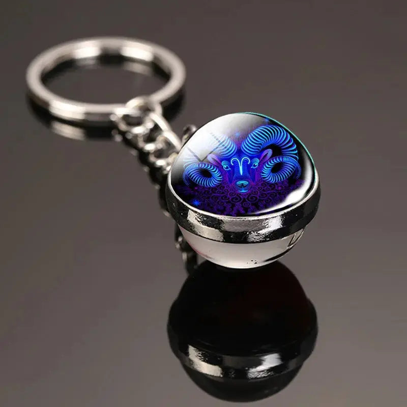 12 Constellation Keychain with Luminous Time Stone Pendant - Creative Fashion Accessory Gift