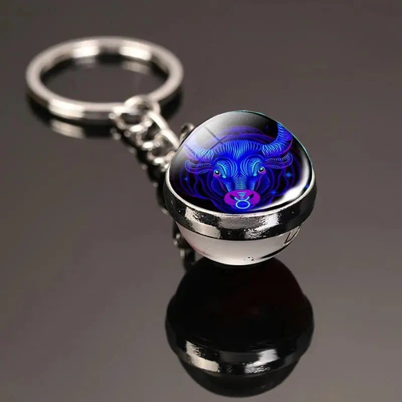 12 Constellation Keychain with Luminous Time Stone Pendant - Creative Fashion Accessory Gift