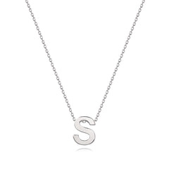 white gold, silver, 925 silver, gold plating, s pendant, s necklace, initials