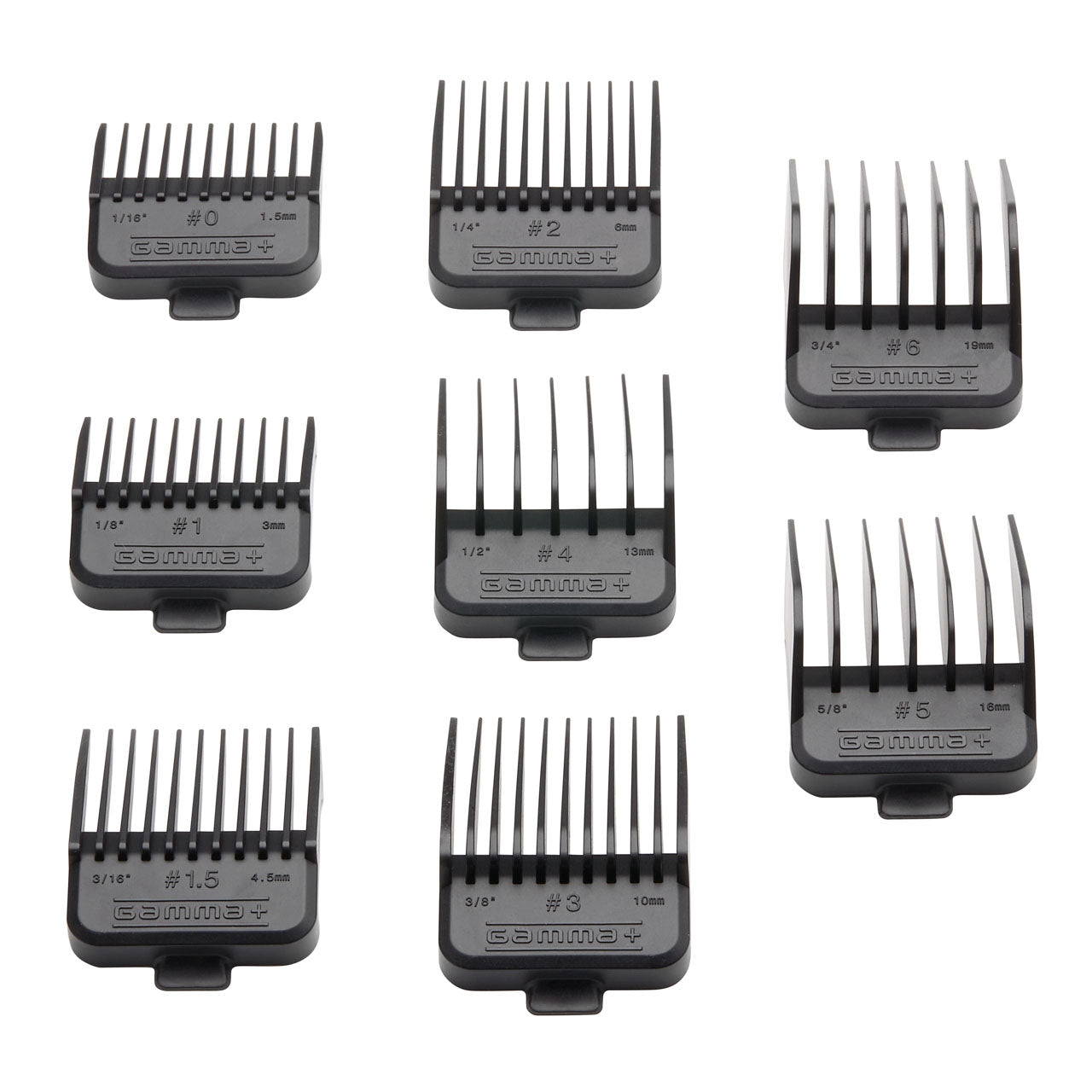 Barber Hairstylist DUB Universal Double Magnetic Clipper Guards, 8 Assorted Sizes - Black