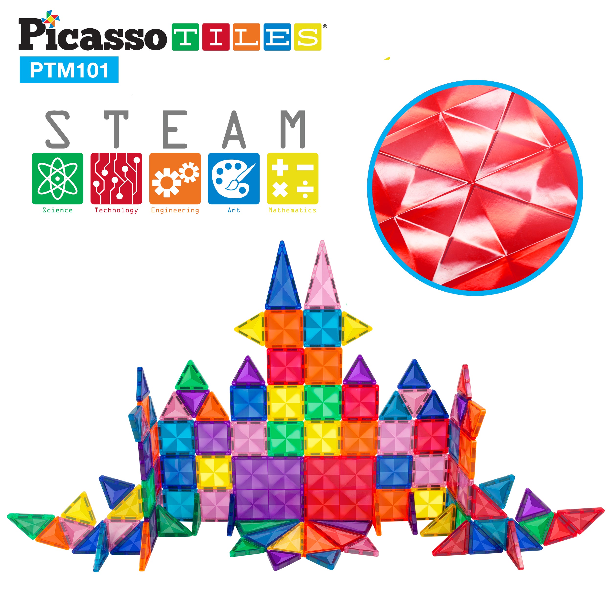 PicassoTiles Mini Diamond 101pc Set (Mini Tiles)