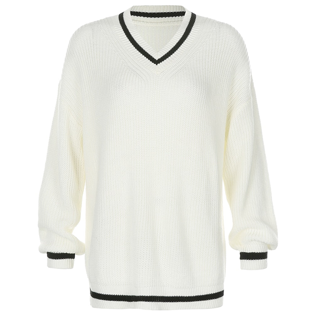 Soft Girl Preppy V Neck Sweater