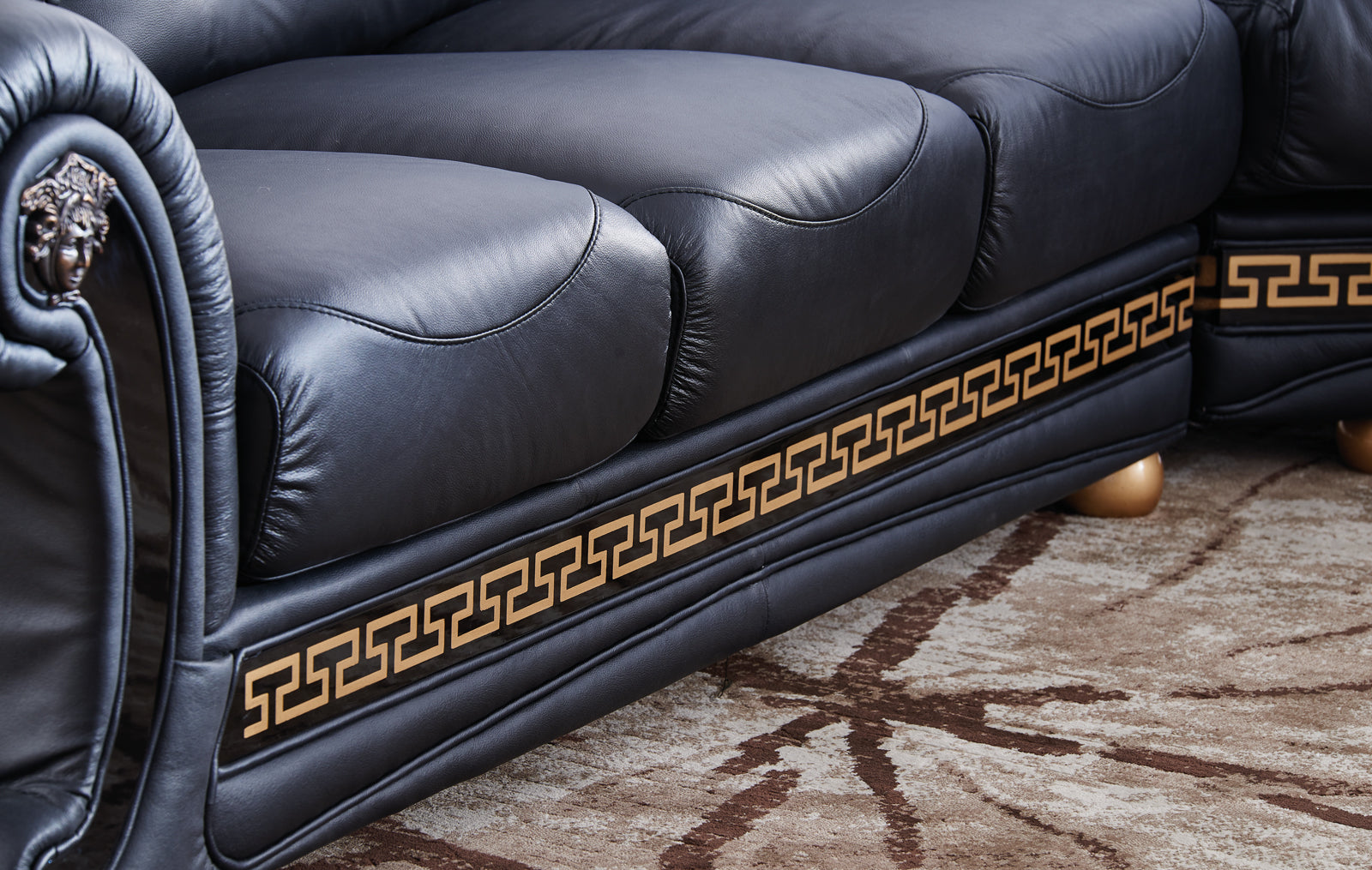 Apolo Top Grain Black Leather Sectional