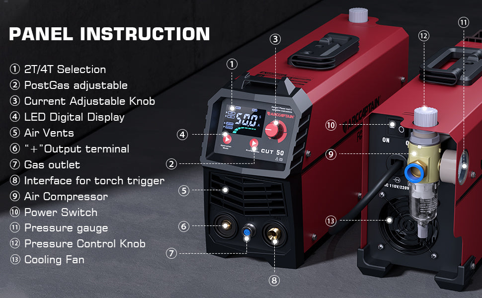 Portable Plasma Cutter CUT50 panel
