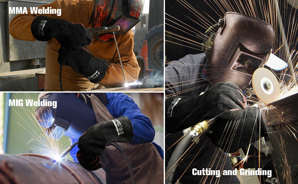 16 inches Stick/Mig/Tig Cowhide Leather Welding Gloves