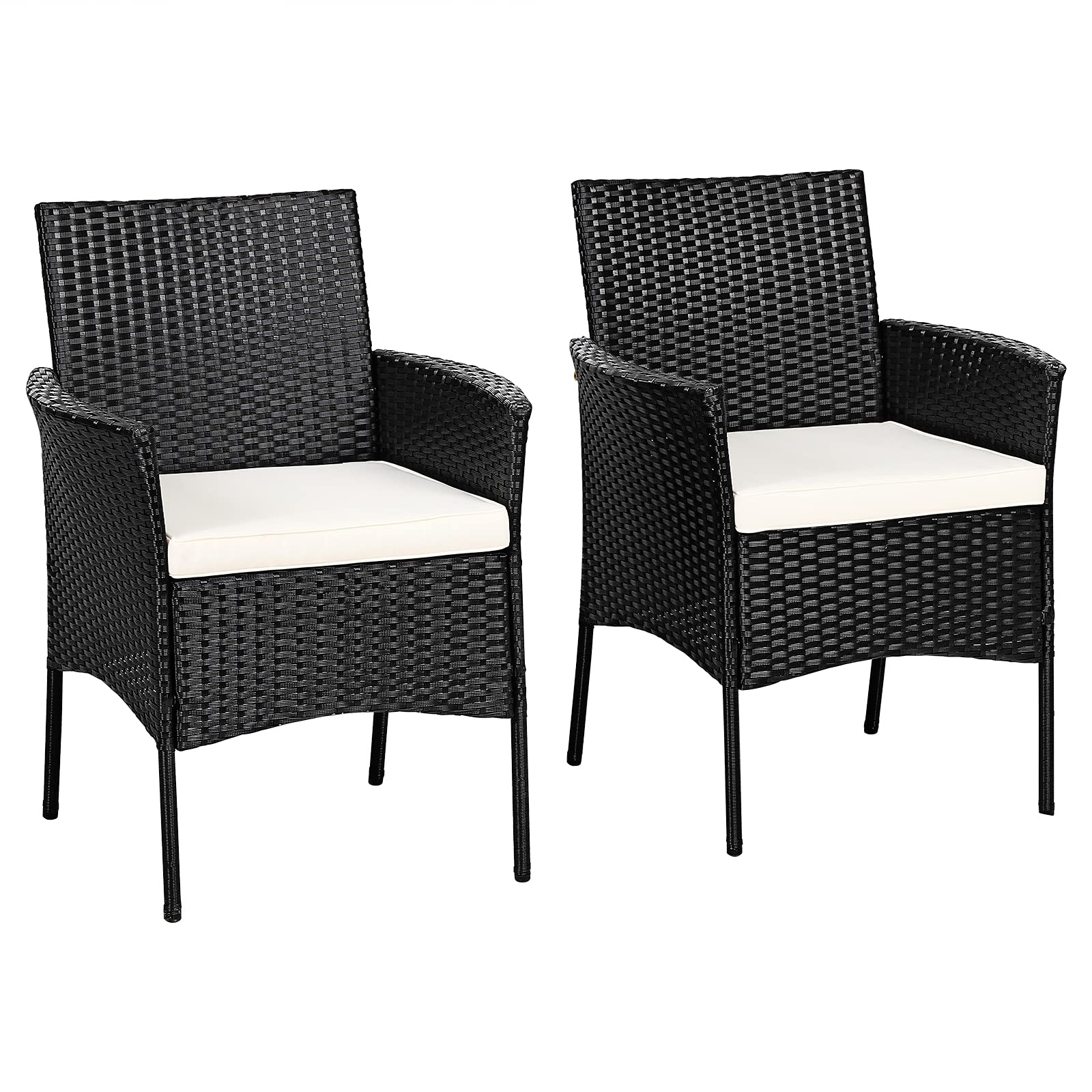 Outdoor PE Rattan Armchairs with Removable Cushions