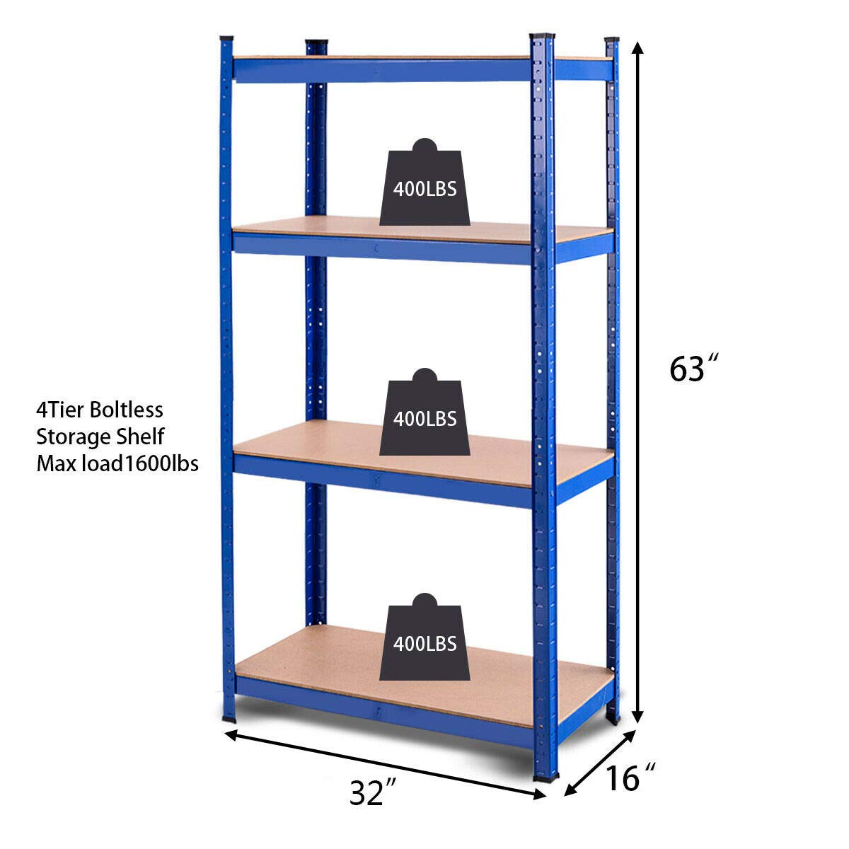 TANGKULA Home Garage Multi-Use Storage Rack with Adjustable Shelves, 4-Tier Garage Shelf