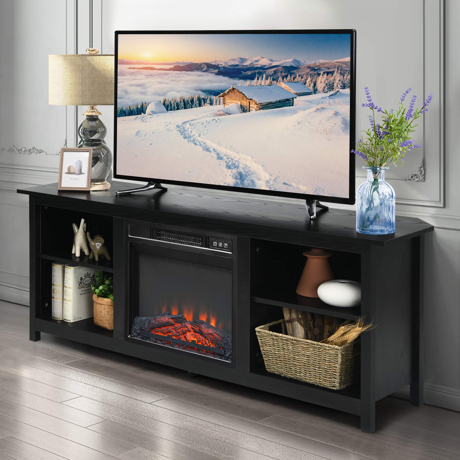 Fireplace TV Stand, 58 Inches Entertainment Media Console Center w/18 Inches 1400W Electric Fireplace