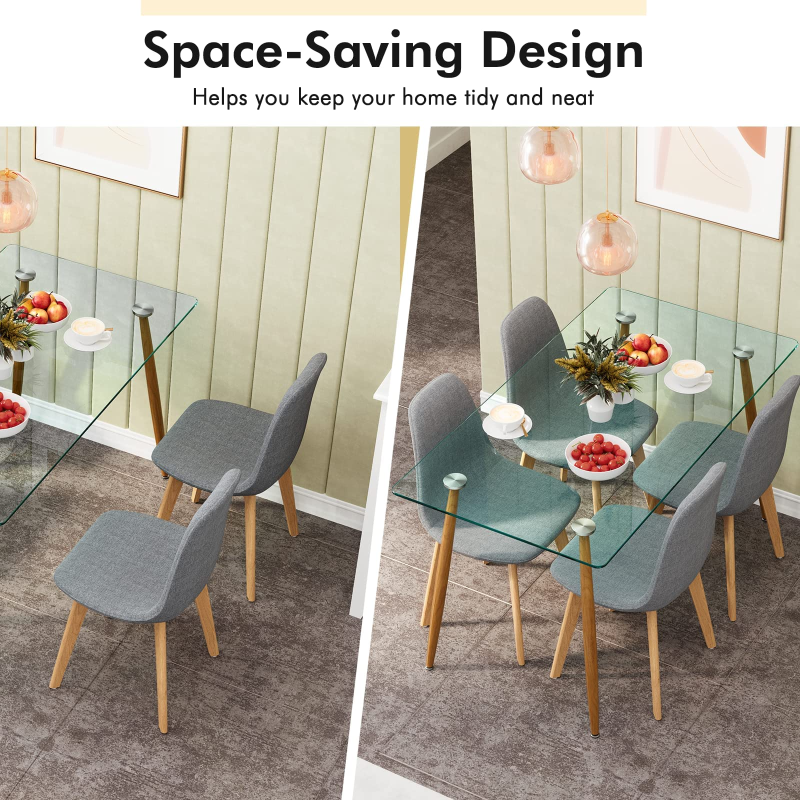 Tangkula 5 Pieces Dining Room Table Set, Modern Table & Chair Set for 4