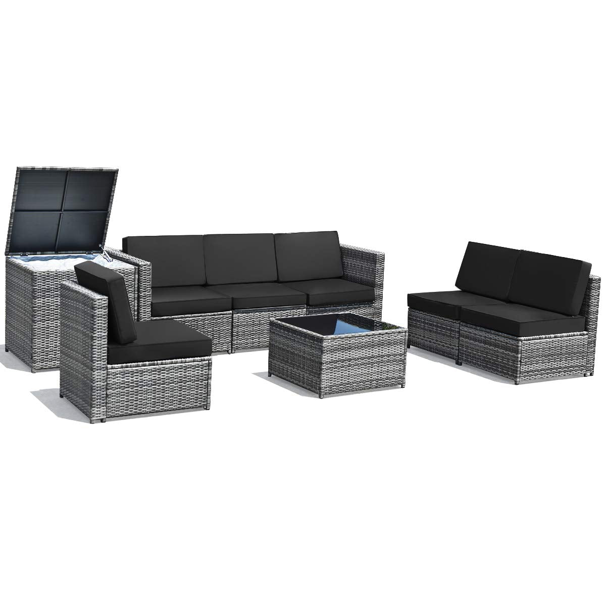 8 PCS Outdoor Patio Furniture Set, Rattan Wicker Sofa Set