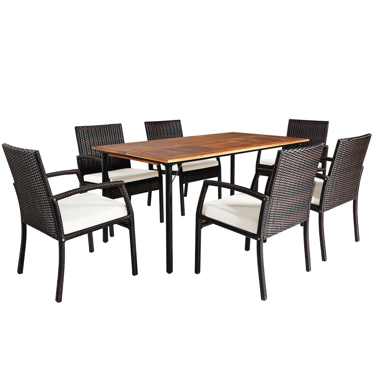 Tangkula Set of 6 Outdoor Dining Chairs, Patiojoy Weather Resistant PE Rattan Patio Chairs