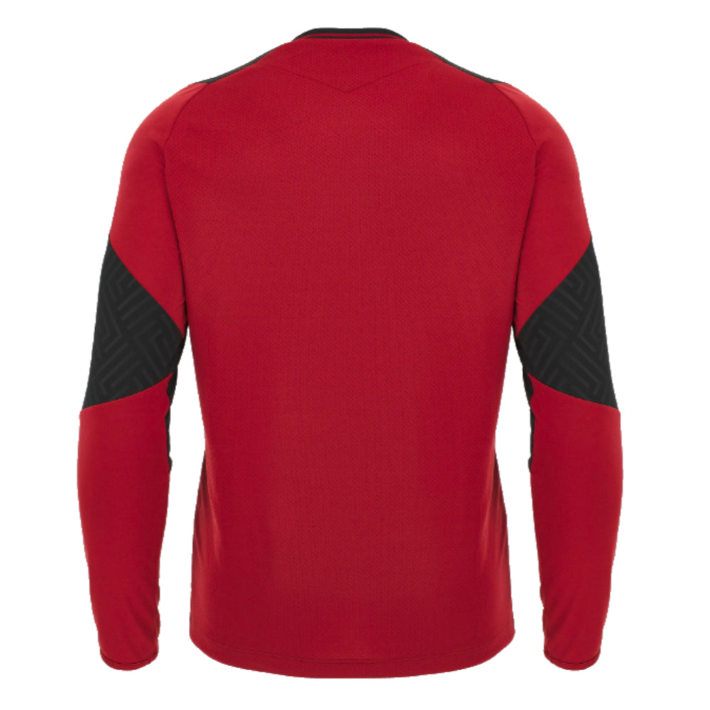 2023-2024 Wales Rugby Long Sleeve Training Tee (Red) (Your Name)