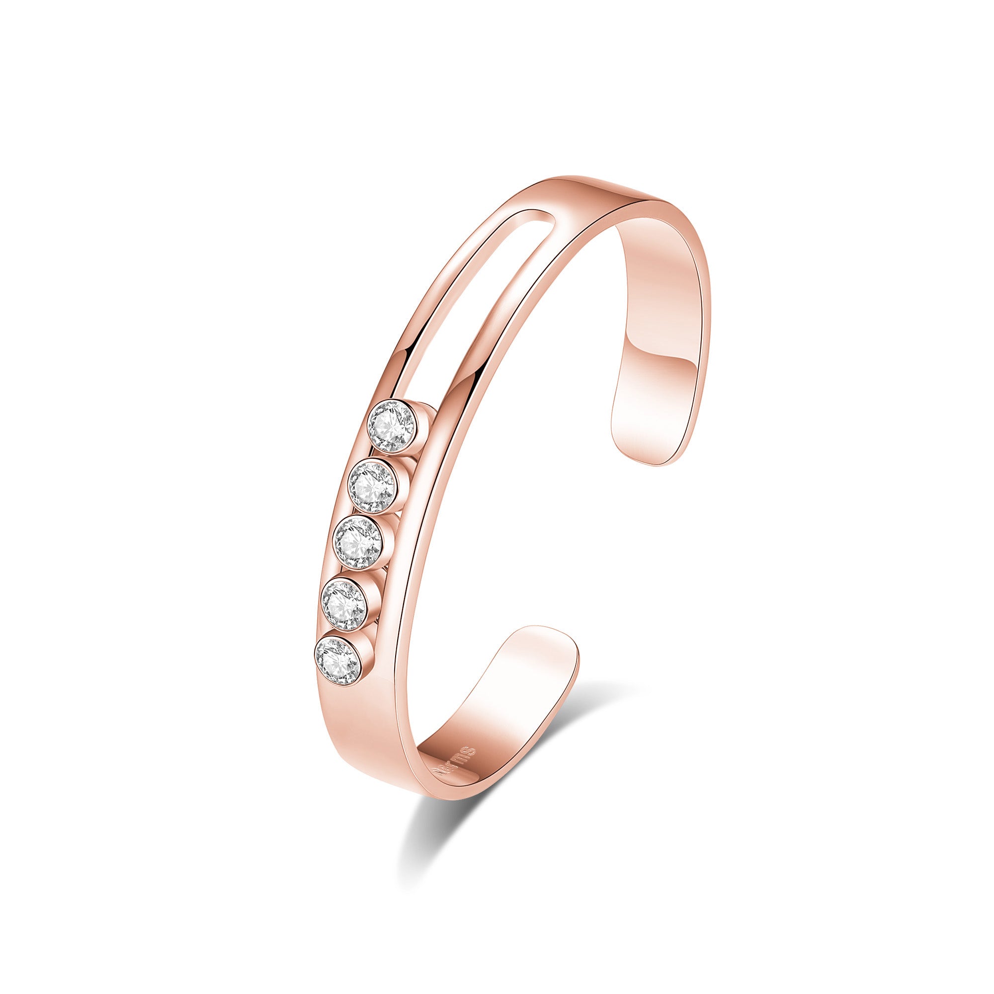 Classicharms Audrey Rose Gold Twinkle Clear Zirconia Bangle Bracelet