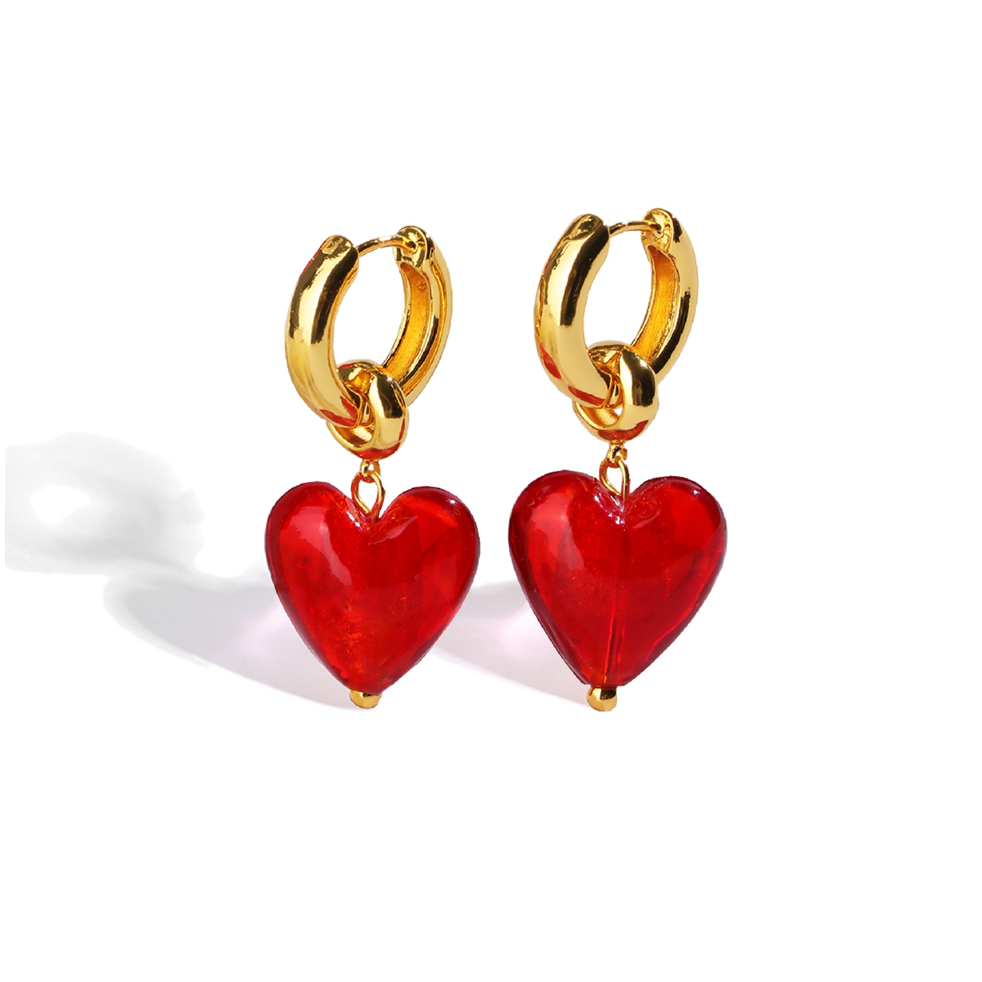 Classicharms Esmée Red Glaze Heart Dangle Earrings