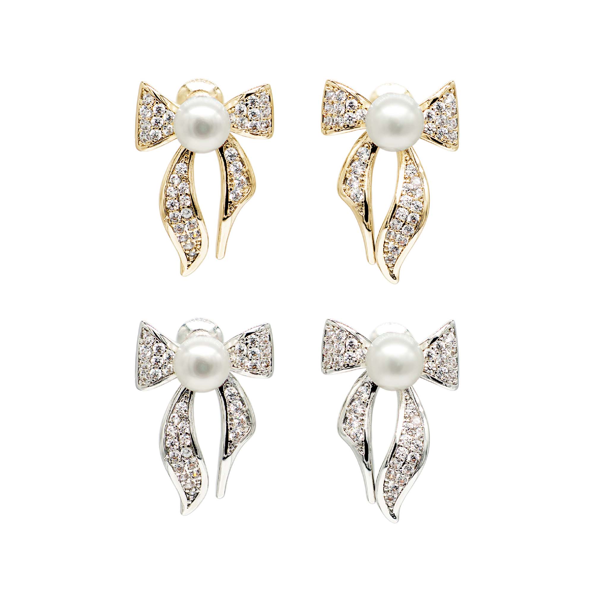 Classicharms Freshwater Pearl Butterfly Stud Earrings Set
