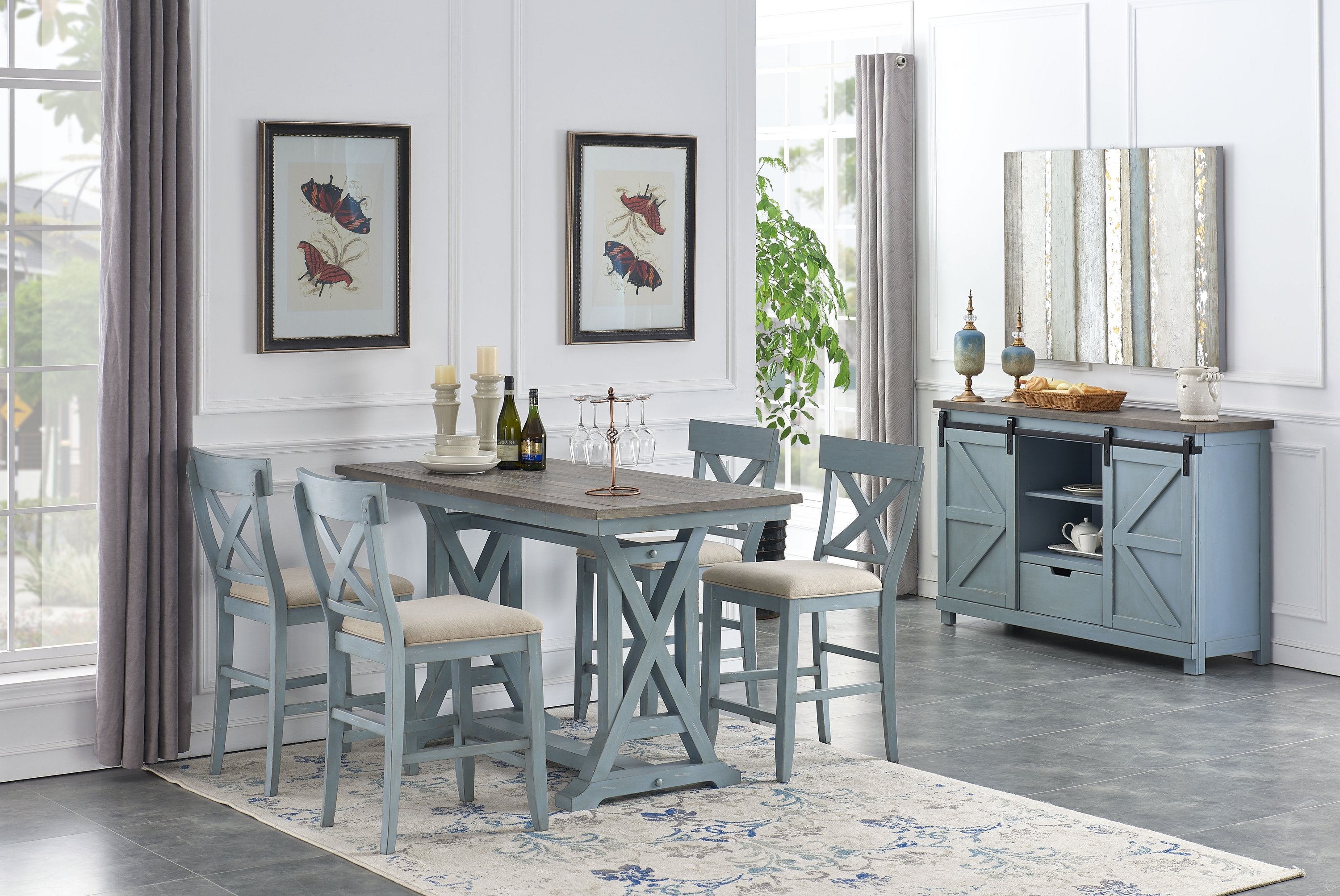 Lyric 2 Blue Counter Height Chairs