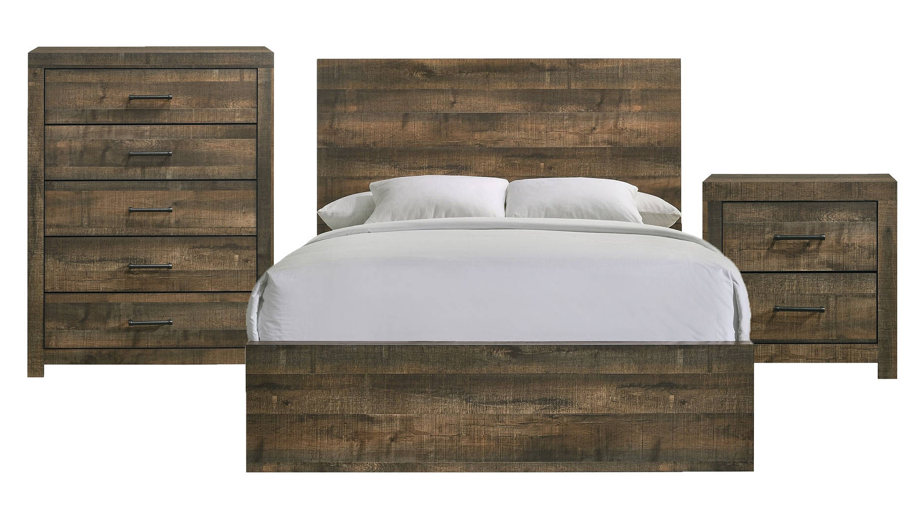 Allegra Walnut 3pc Bedroom Set with Queen Panel Bed