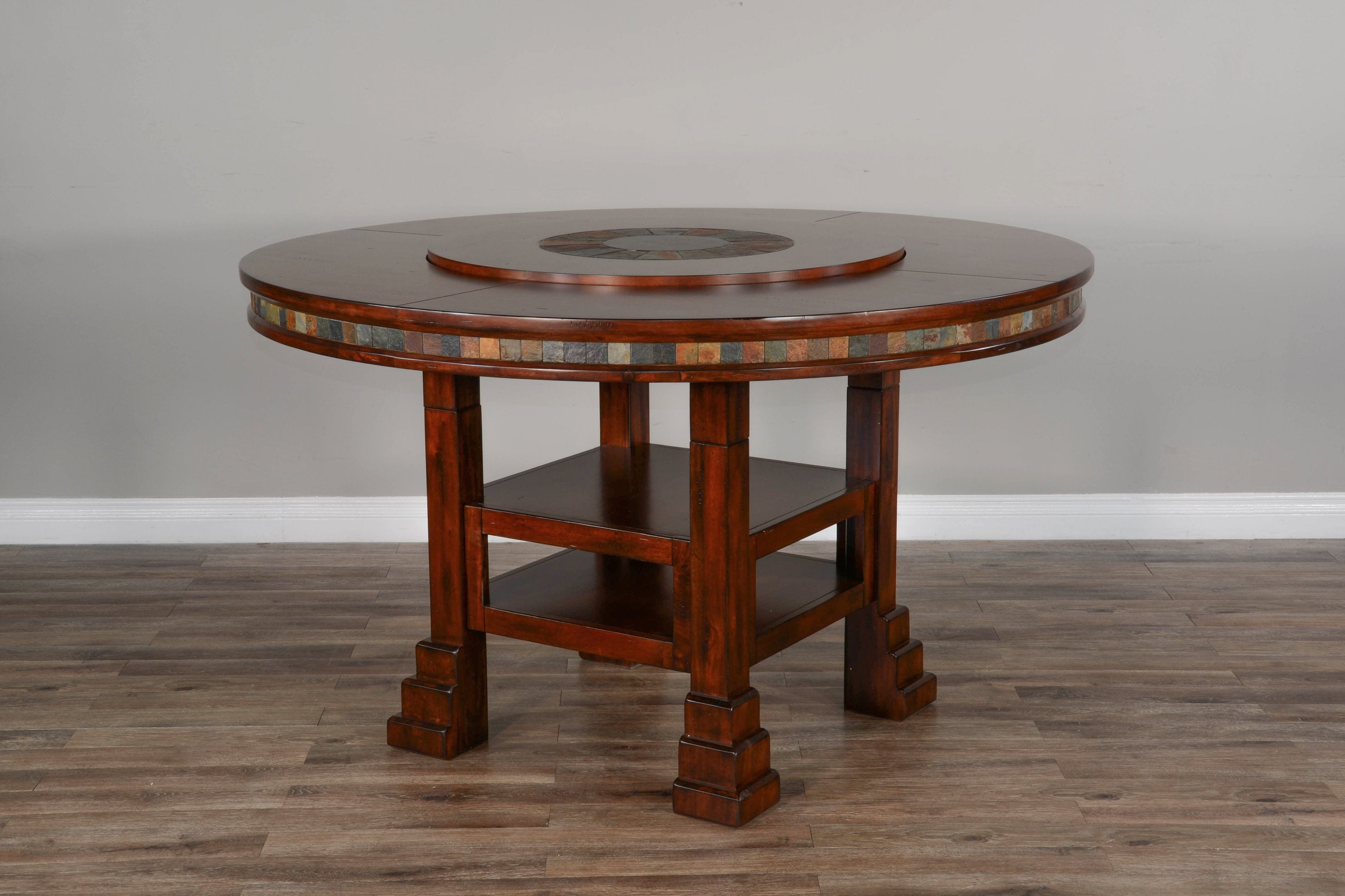 Seraphica Dark Brown 60 Inch Round Table with Lazy Susan