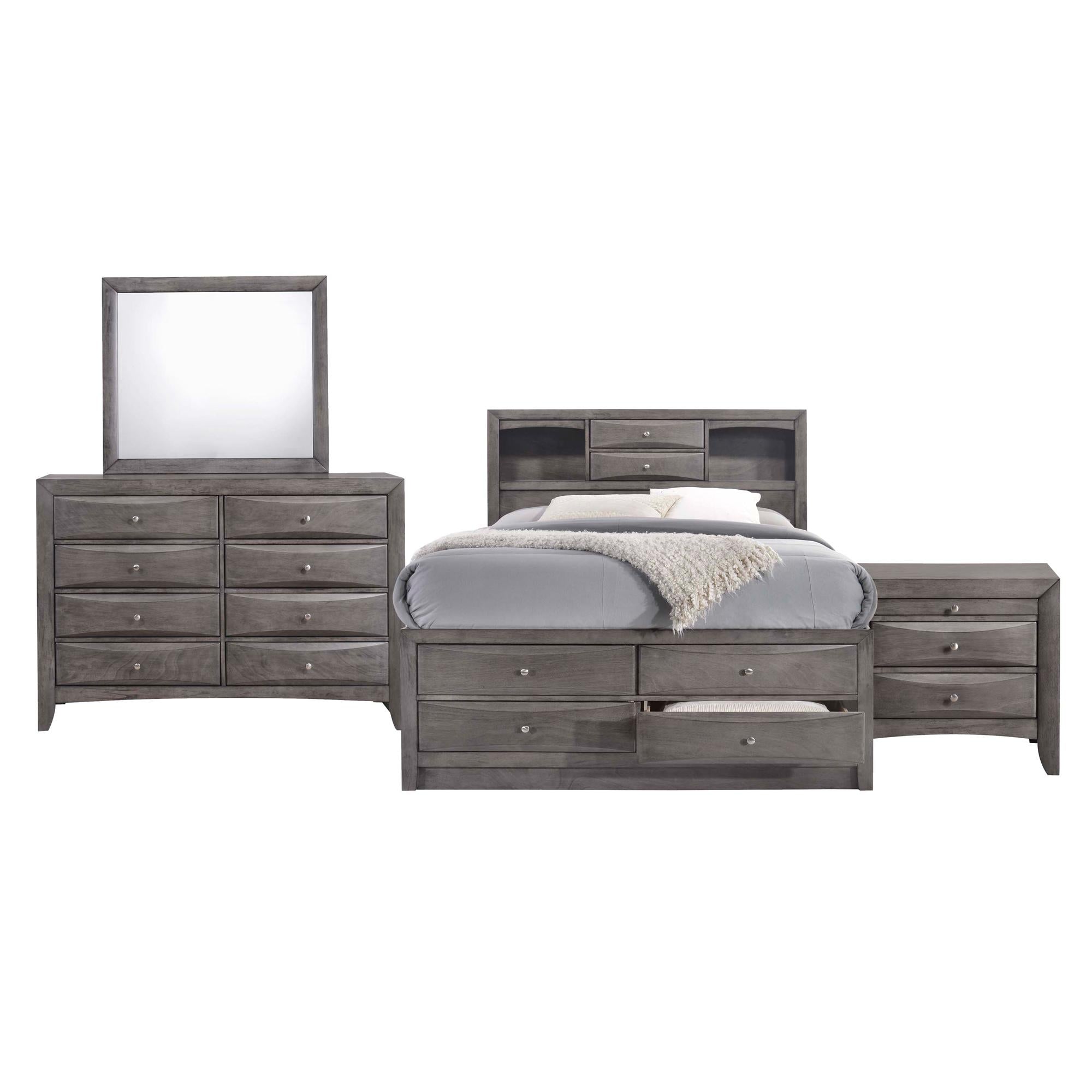 Aries Gray 4pc Bedroom Set with Storage Queen Bed