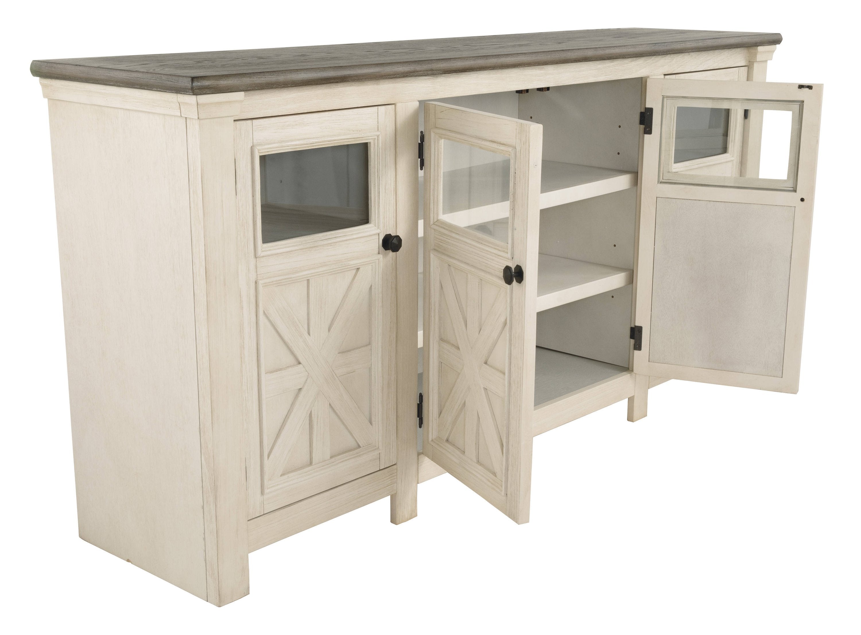 Lorraine Antiqued White Large TV Stand