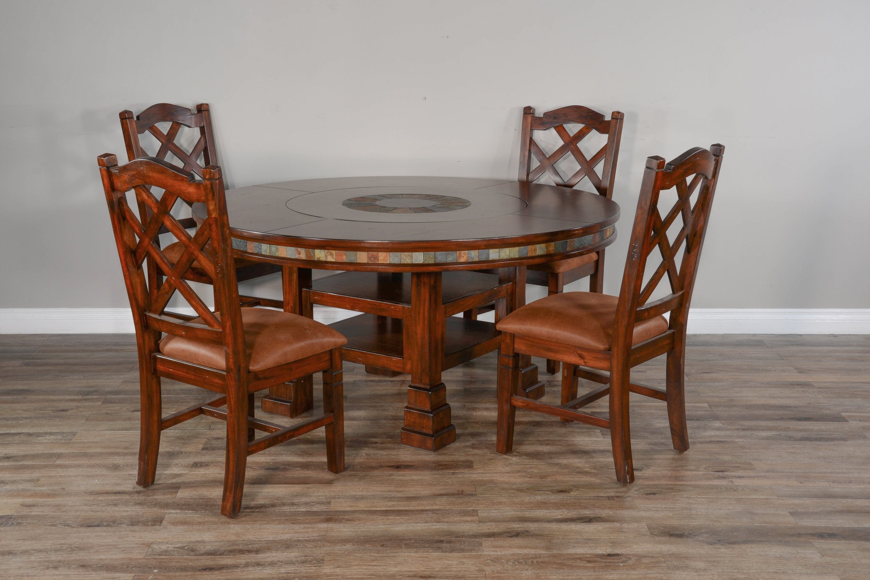 Seraphica Dark Brown 60 Inch Round Table with Lazy Susan