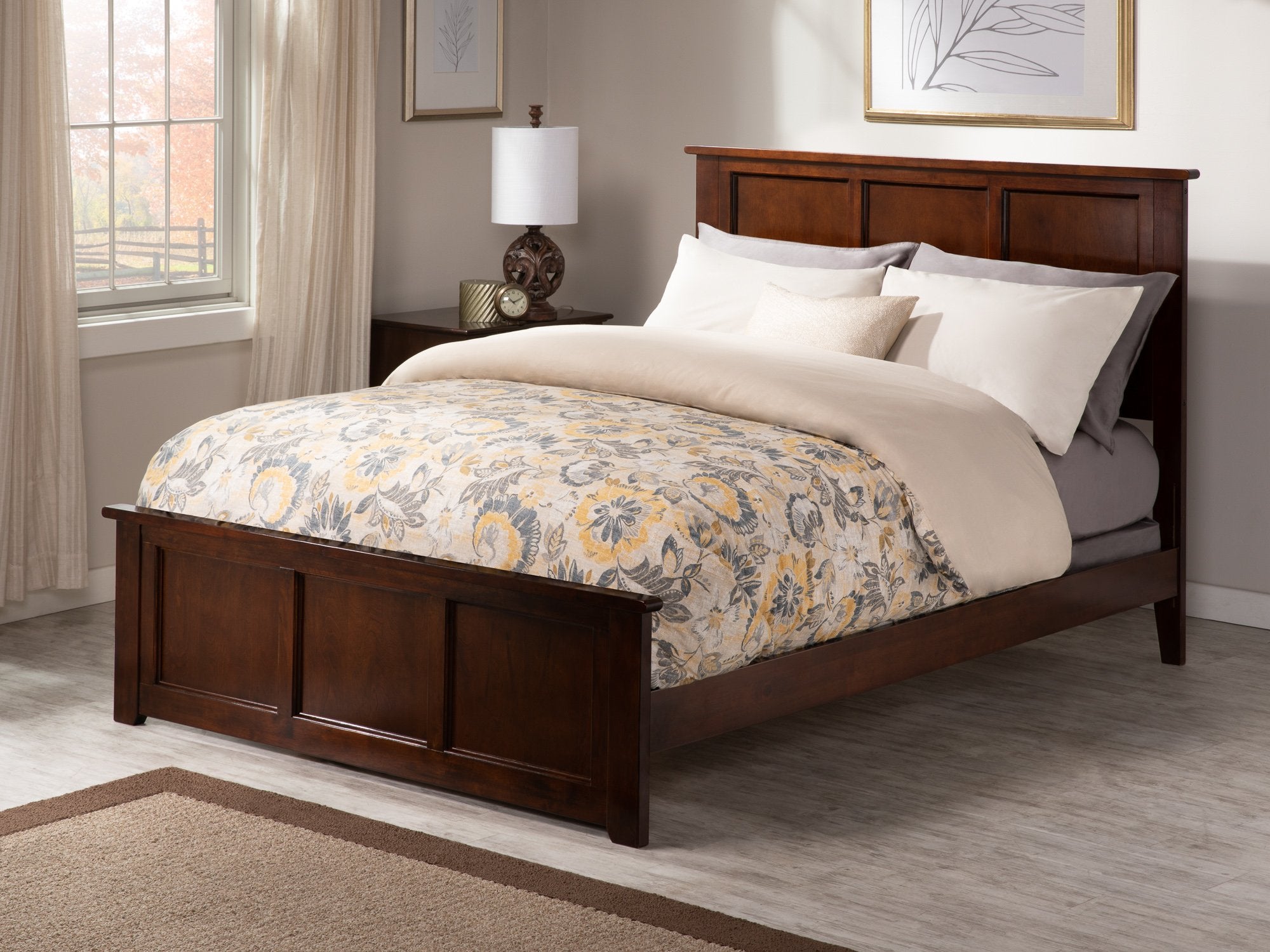 Nexus Walnut Queen Bed with Matching Foot Board