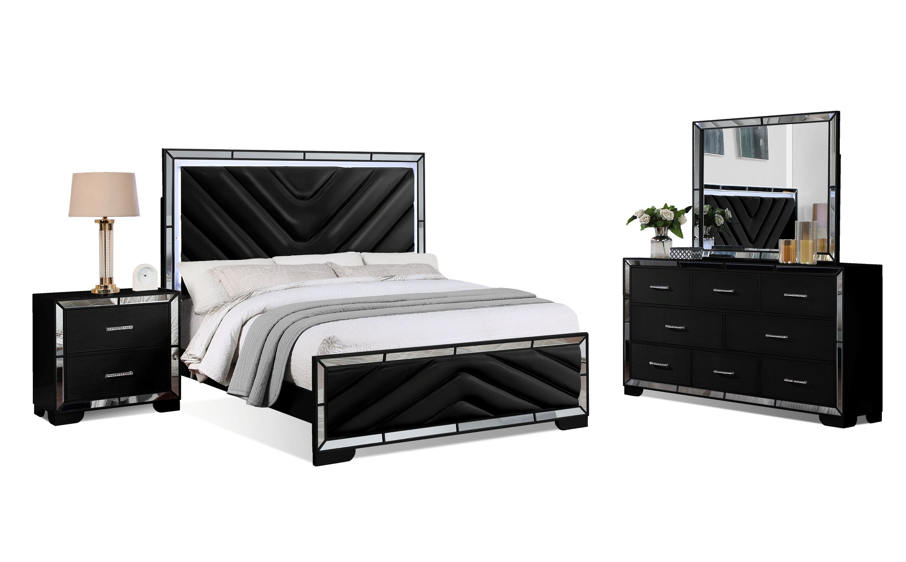 Lynden Black 4pc Bedroom Set with Queen Bed