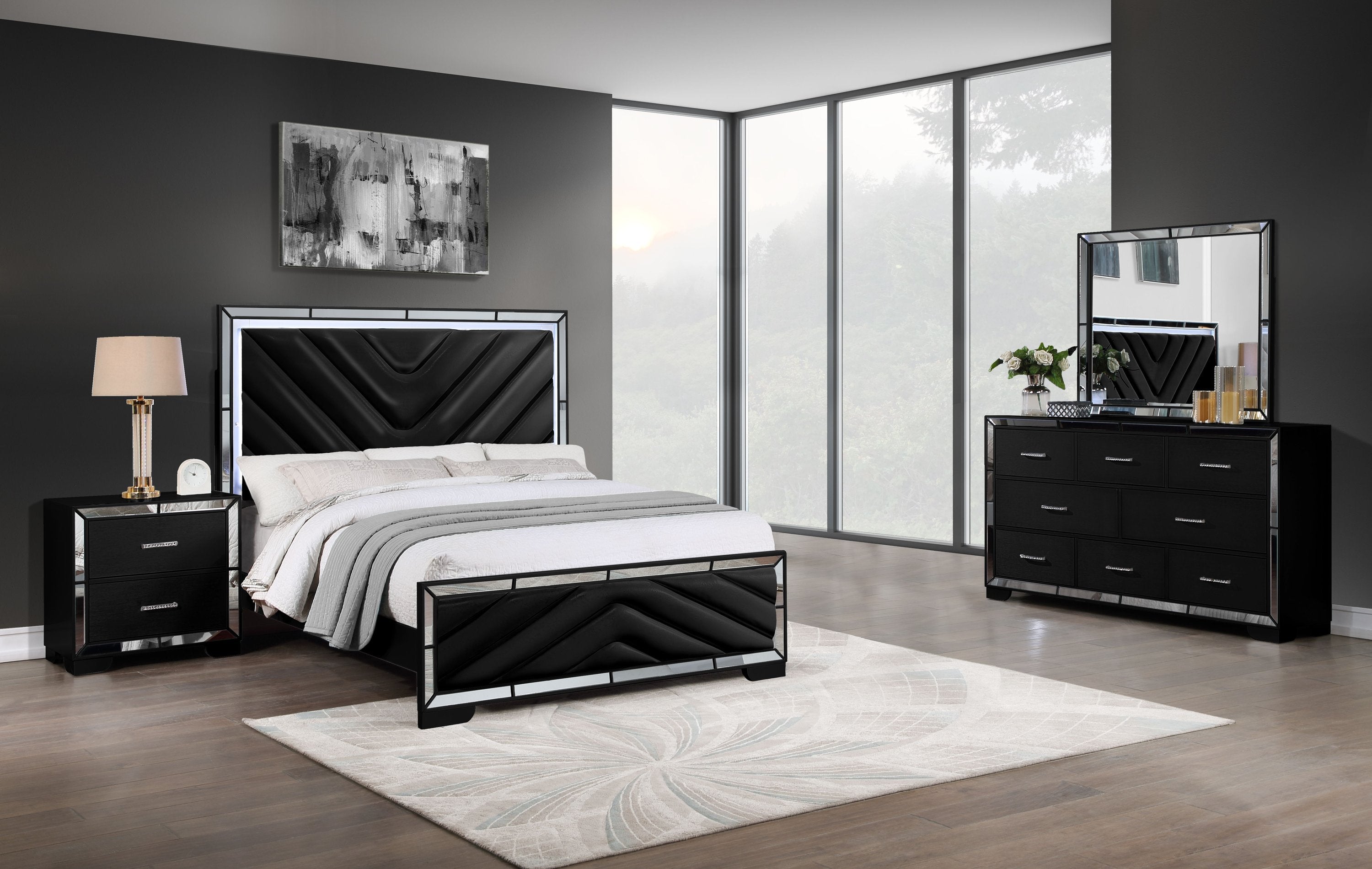 Lynden Black 4pc Bedroom Set with Queen Bed