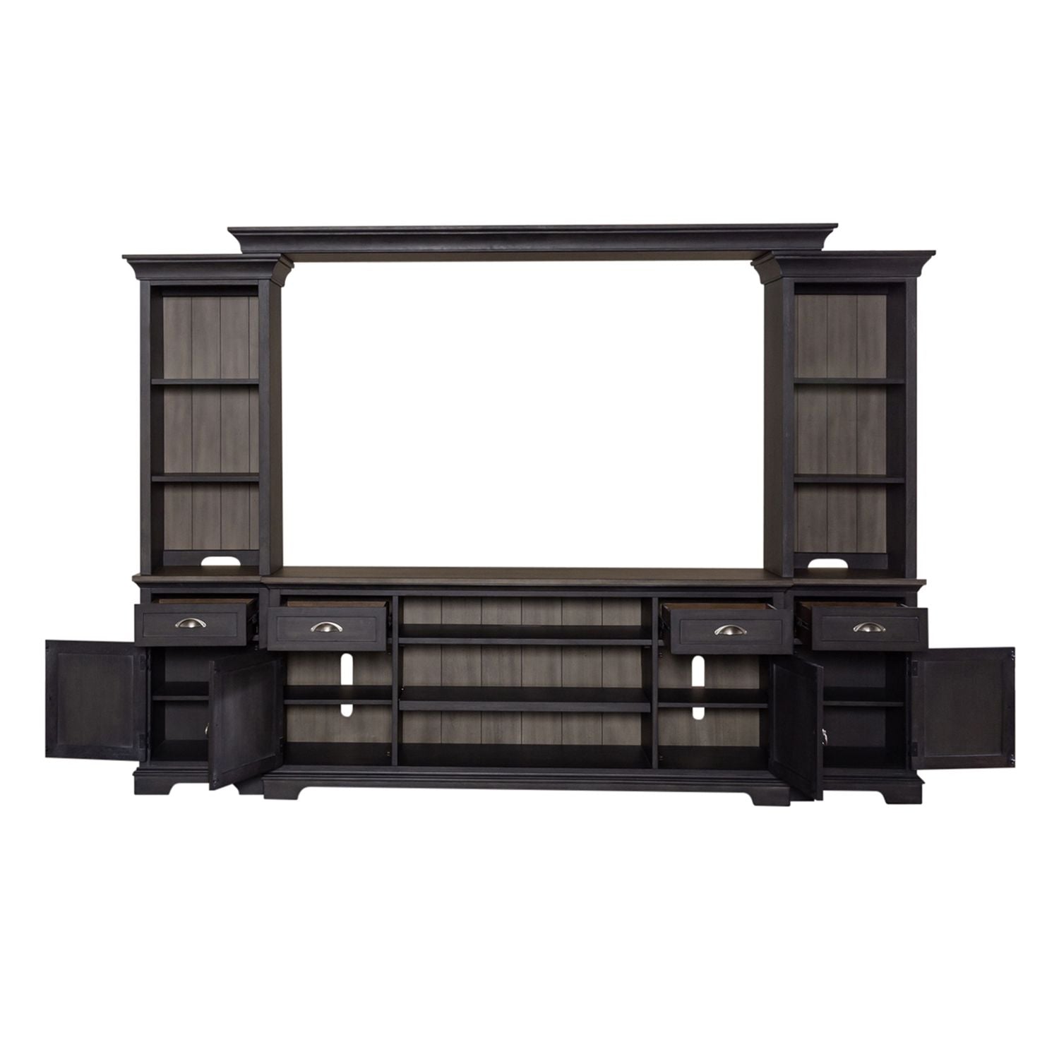 Infiniti Slate Weathered Pine Entertainment Center with Piers