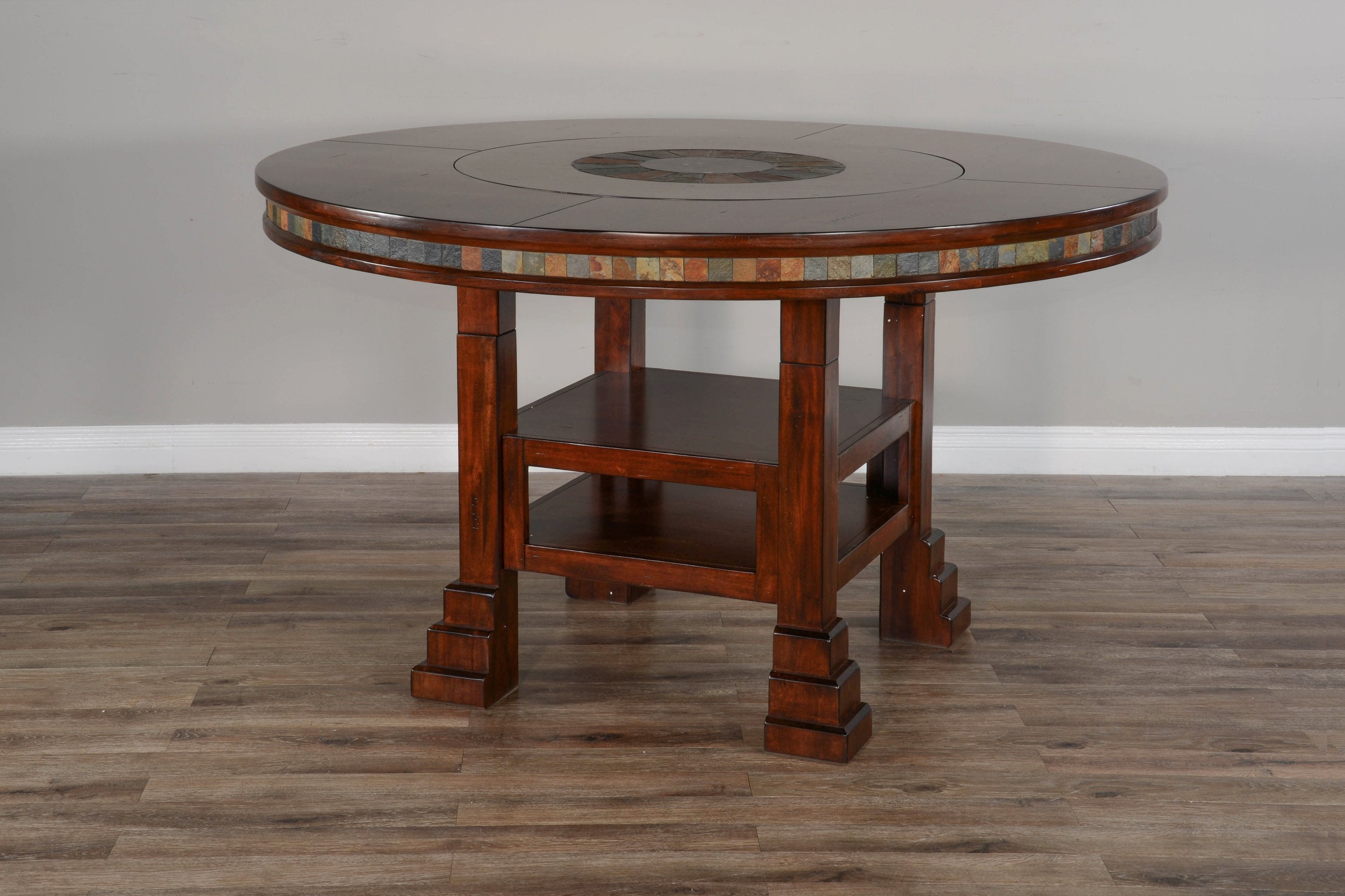 Seraphica Dark Brown 60 Inch Round Table with Lazy Susan