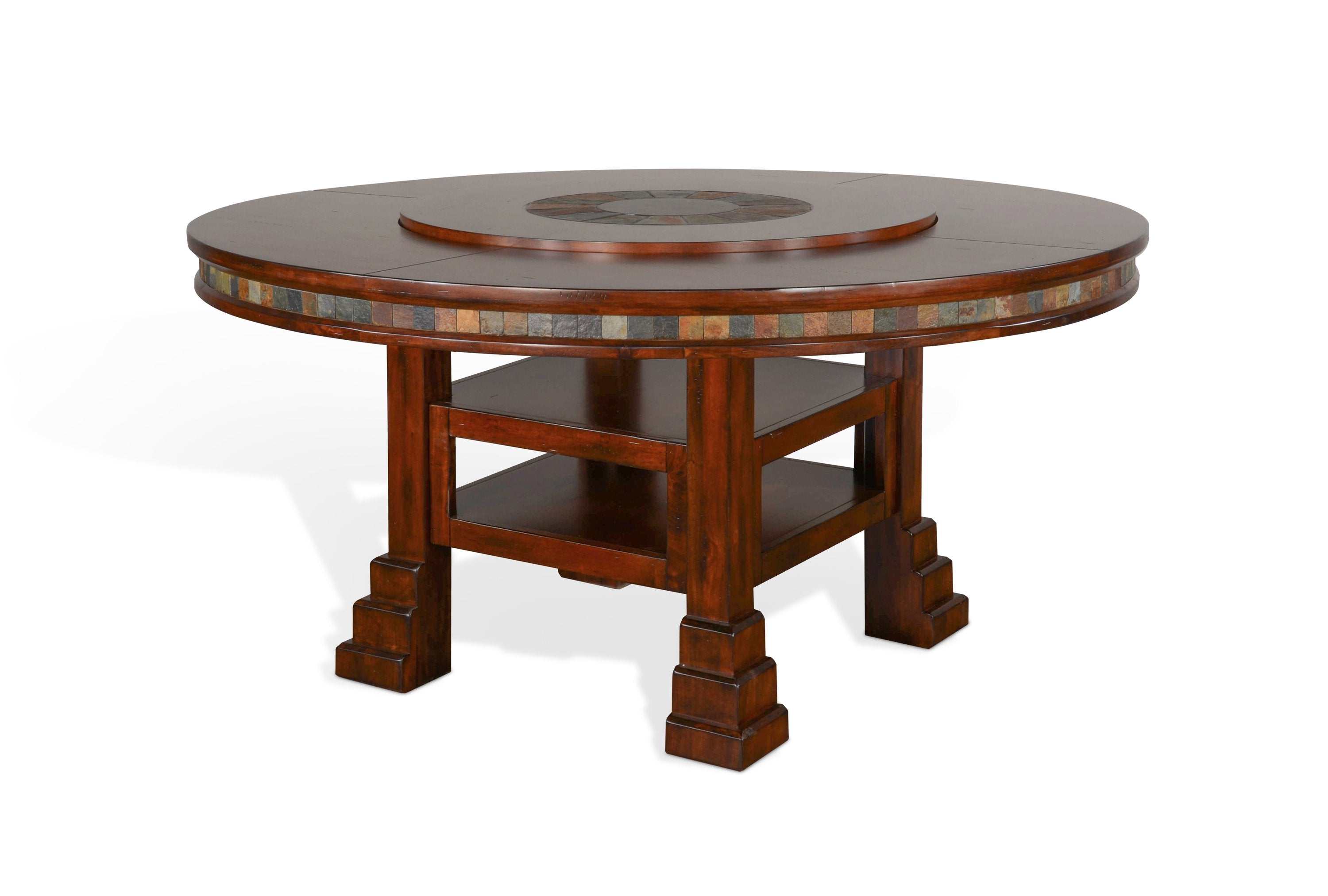 Seraphica Dark Brown 60 Inch Round Table with Lazy Susan