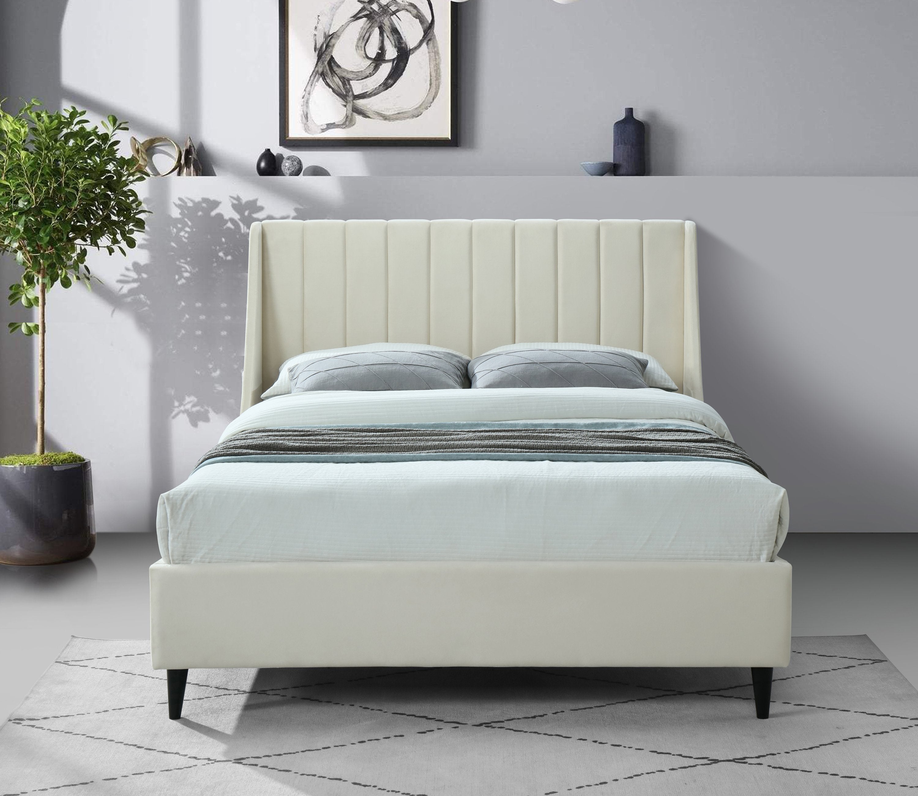 Winslow Cream Velvet King Bed