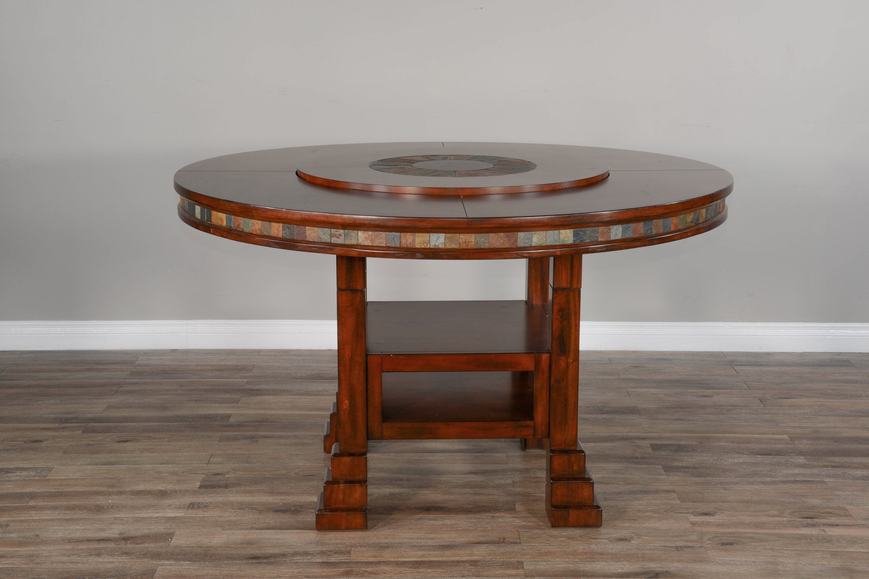 Seraphica Dark Brown 60 Inch Round Table with Lazy Susan