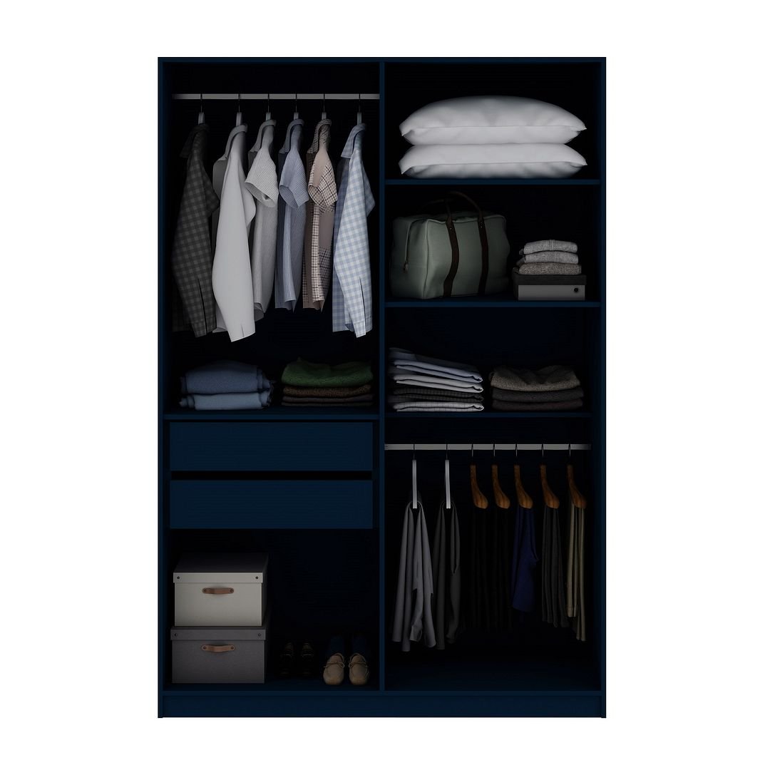 Moonlight Tatiana Midnight Blue 2 Section Wardrobe Armoire Closet
