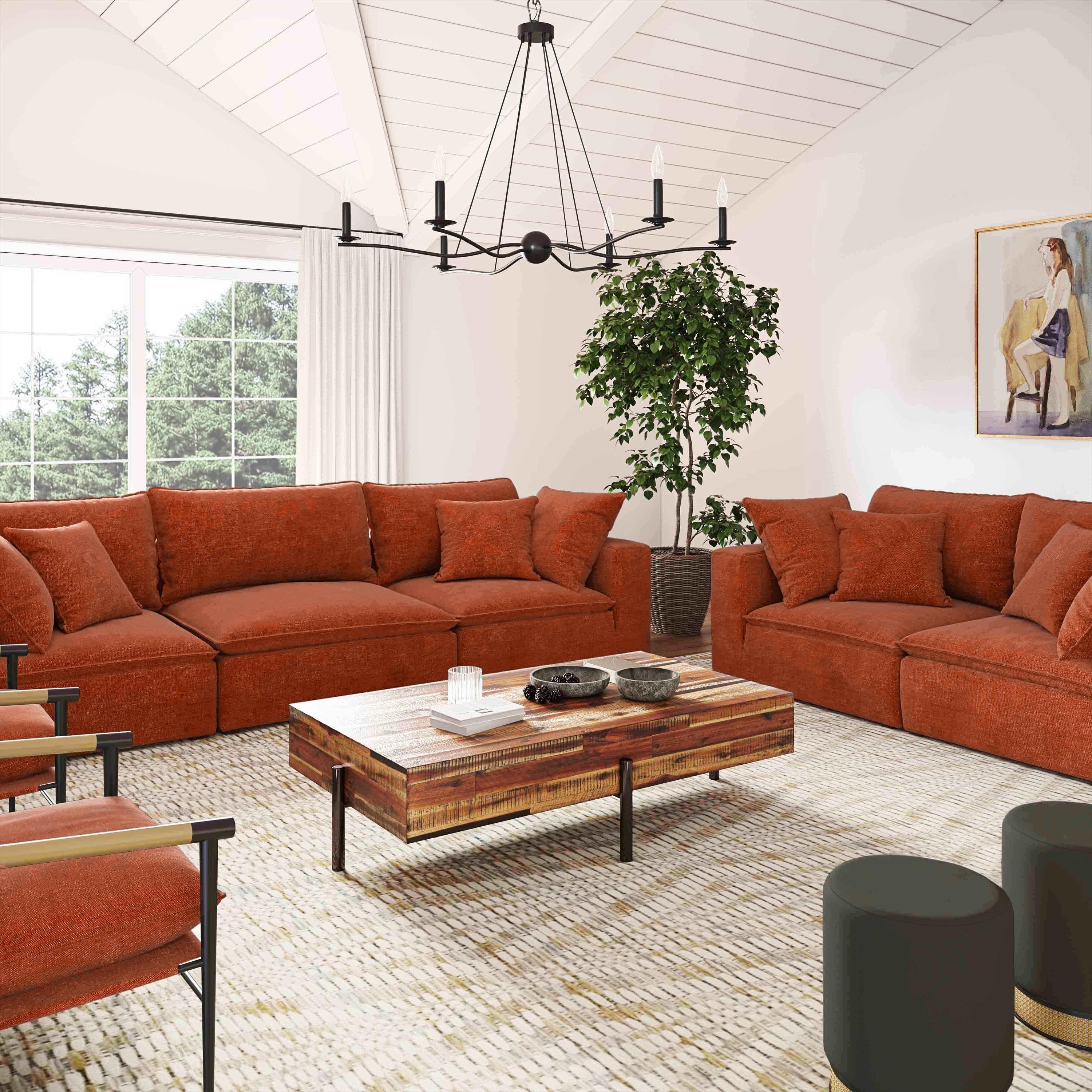 Enzo Rust Fabric Modular Loveseat