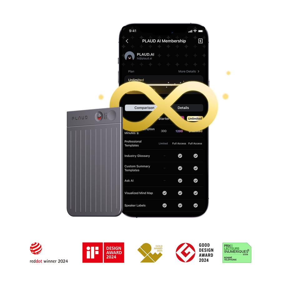PLAUD NOTE e Piano annuale illimitato

