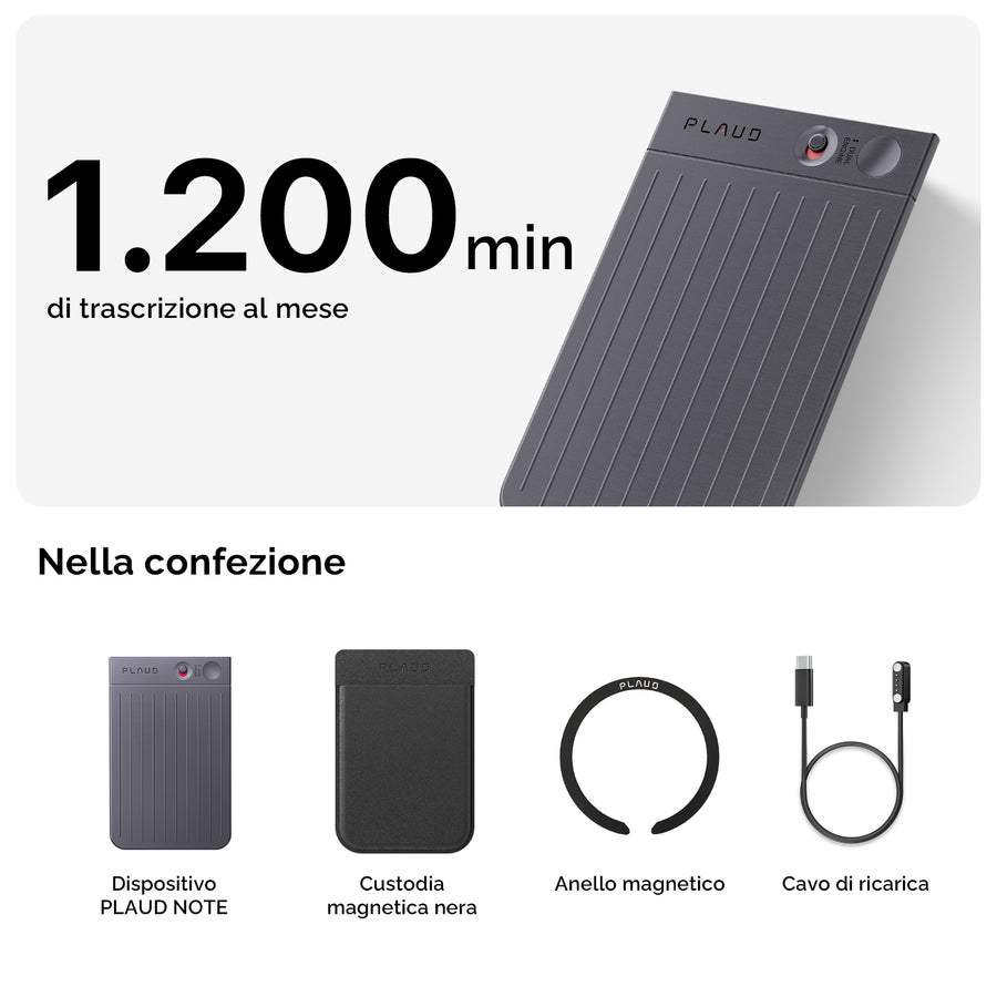 PLAUD Note e Unlimited Plan IA annuale | Pacchetto doppio
