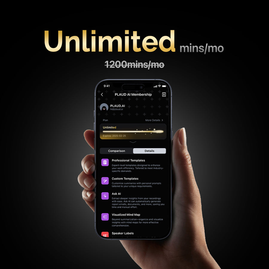 PLAUD Note e Unlimited Plan IA annuale | Pacchetto doppio

